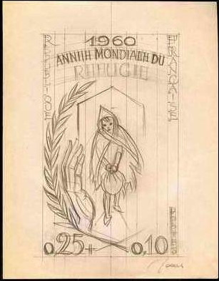 France_1960_Yvert_1253a-Scott_B340_unadopted_Year_of_Refugees_MAQ