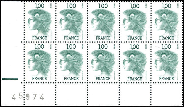 France_1976_Yvert_1892b-Scott_1496_unissued_1f_Marianne_by_Excoffon-Durrens_green_ten_ESS