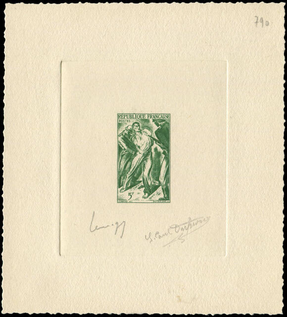 France_1947_Yvert_790a-Scott_588_unadopted_Resistance_without_inscription_green_c_AP