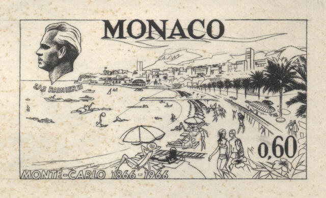 Monaco_1966_Yvert_694a-Scott_635_unadopted_SAS_Rainier_III_bord_de_mer_Monte-Carlo_1er_etat_black_b_AP_detail_a