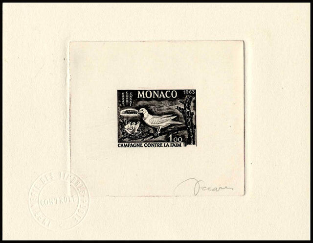 Monaco_1963_Yvert_611a-Scott_544_unadopted_Dove_campaign_against_hunger_black_e_AP