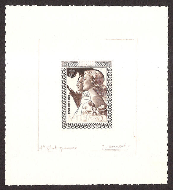 Monaco_1959_Yvert_PA72a-Scott_C55_unadopted_1000f_Grace_et_Rainier_III_gros_1er_etat_dark-brown_ab_AP