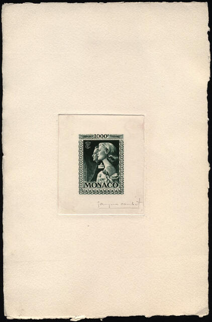 Monaco_1959_Yvert_PA72a-Scott_C55_unadopted_1000f_Grace_et_Rainier_III_gros_dark-green_LARGE_AP