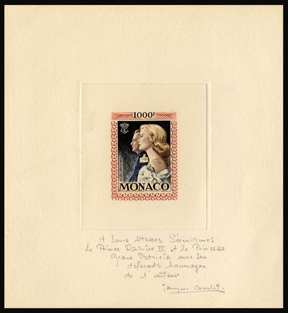 Monaco_1959_Yvert_PA72a-Scott_C55_unadopted_1000f_Grace_et_Rainier_III_gros_multicolor_d_AP