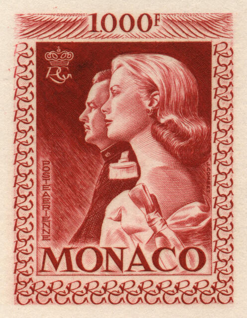 Monaco_1959_Yvert_PA72a-Scott_C55_unadopted_1000f_Grace_et_Rainier_III_gros_red_b_AP_detail