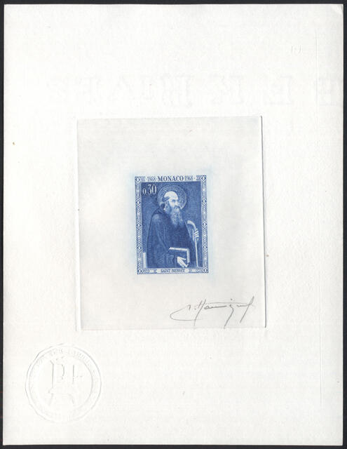 Monaco_1968_Yvert_746a-Scott_686_unadopted_St_Benedict_blue_ea_AP