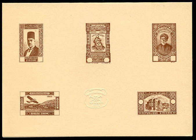 Syria_1934_Yvert_221_+_226_+_235_+_238_+_PA60-Scott_etat_brown