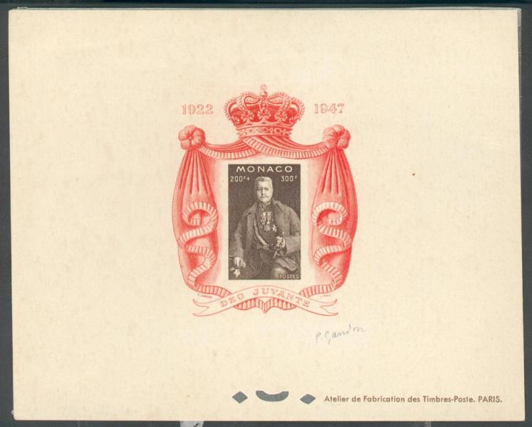 Monaco_1947_Yvert_BF2b-Scott_B94_signed