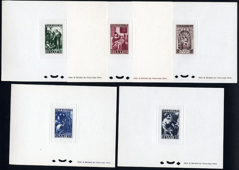 Saar_1949_Yvert_263-64-65-66-67-Scott_B69-73_a