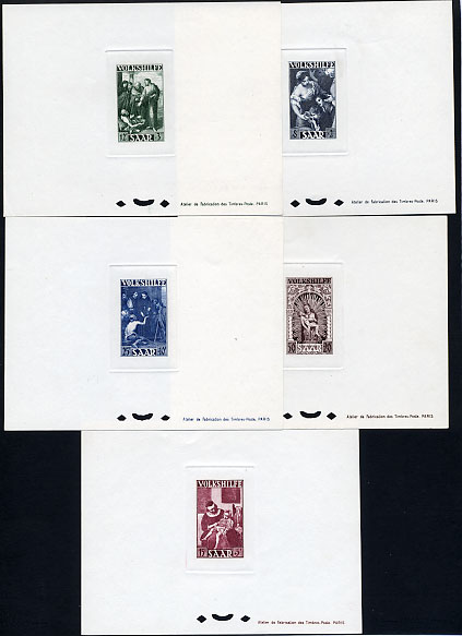 Saar_1949_Yvert_263-64-65-66-67-Scott_B69-73_b