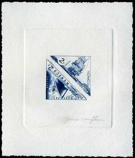 Monaco_1953_Yvert_Taxe_40-41-Scott_J40a_blue_bb