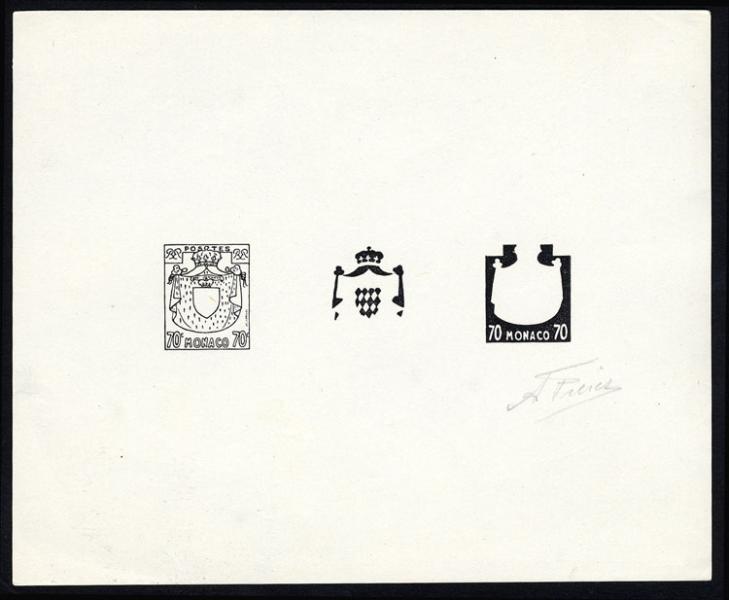 Monaco_1954_Yvert_406-Scott_313_black_typo_b