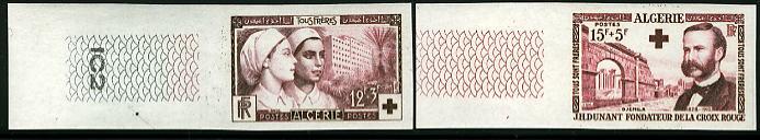 Algeria_1954_Yvert_316-17-Scott_B74-75_lilac-brown