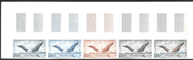 Central_Africa_1960_Yvert_PA3-Scott_C3_five