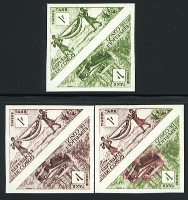 Congo_1961_Yvert_Taxe_36-37-Scott_J35_different_colors