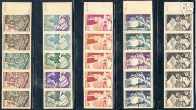 France_1954_Yvert_970-74-Scott_711-15_five_b