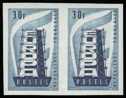 France_1956_Yvert_1076-Scott_805_blue_+_dark-blue