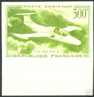 France_1957_Yvert_PA35-Scott_C34_green-yellow