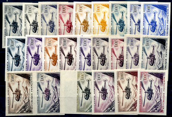 France_1957_Yvert_PA37-Scott_C36_different_colors