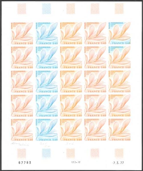 France_1977_Yvert_1931-Scott_full_sheet