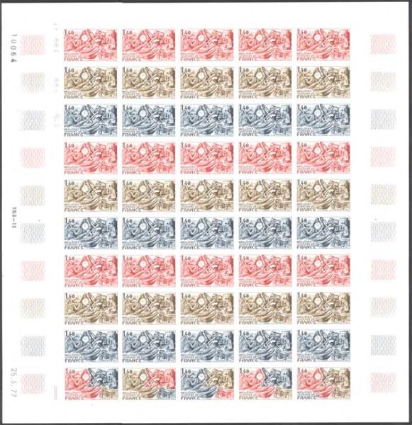 France_1977_Yvert_1952-Scott_full_sheet