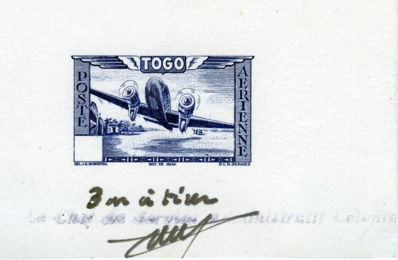 Togo_1942_Yvert_PA9-Scott_DC88_etat_blue_bon_a_tirer_detail
