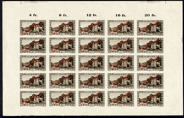 Saar_1927_Yvert_Service_21-Scott_full_sheet