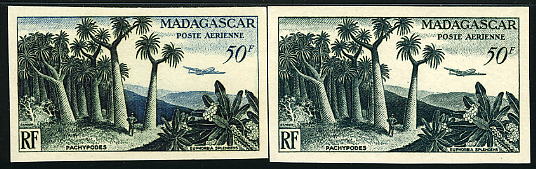 Madagascar_1954_Yvert_PA75-Scott_C58_different_colors