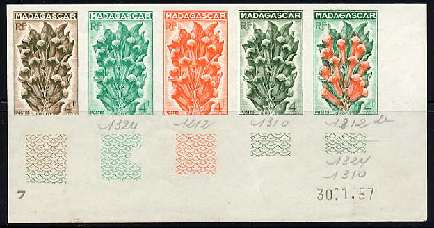 Madagascar_1957_Yvert_333-Scott_298_five_a