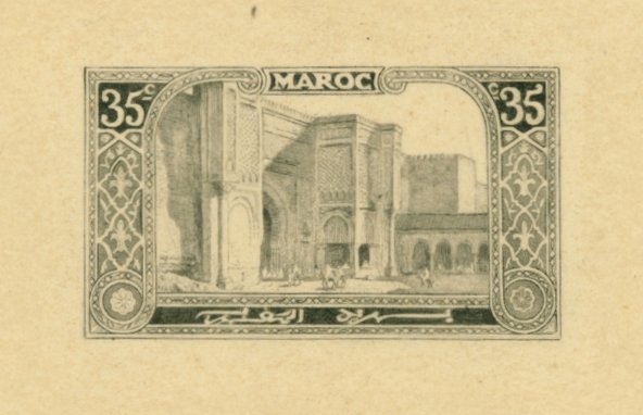 Morocco_1917_Yvert_75b-Scott_67_unissued_35c_Meknes_dark-grey_AP_detail