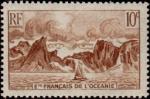 Polinesia_Oceanie_1948_Yvert_182-Scott_160_10f_pirogue_and_bay_IS