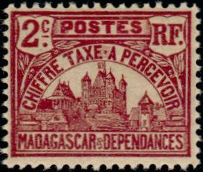 Madagascar_1908_Yvert_Taxe_8-Scott_Palais_Royal_Tananarive_typo_IS