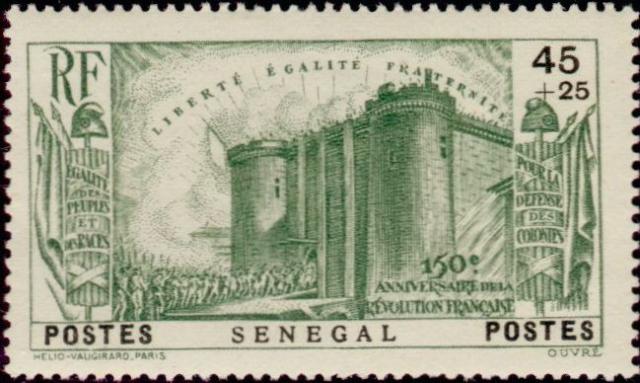 Senegal_1939_Yvert_155-Scott_45c_+_25c_French_Revolution_Anniversary_IS