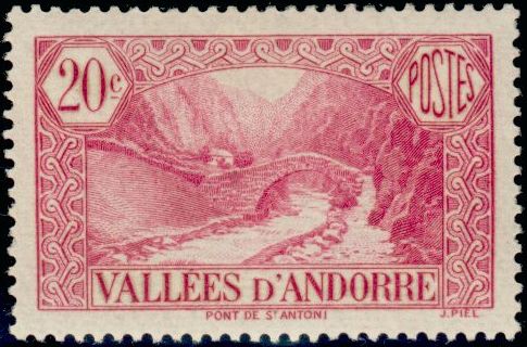 Fr_Andorra_1932_Yvert_30-Scott_Pont_de_St-Antoni_red_IS