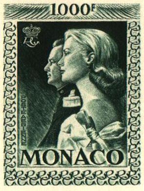 Monaco_1959_Yvert_PA72a-Scott_C55_unadopted_1000f_Grace_et_Rainier_III_gros_dark-green_a_AP_detail