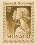 Monaco_1959_Yvert_PA72b-Scott_C55_unadopted_1000f_Grace_et_Rainier_III_maigre_brown-yellow_AP_detail