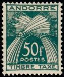 Andorra_1950_Yvert_Taxe_40-Scott_J40_typo