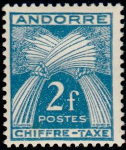Andorra_1943_Yvert_Taxe_26-Scott_J26_typo