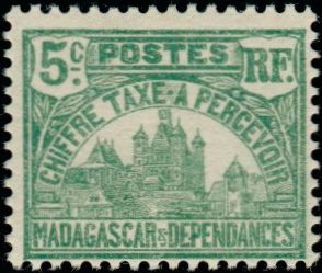 Madagascar_1908_Yvert_Taxe_10-Scott_Palais_Royal_Tananarive_typo_IS