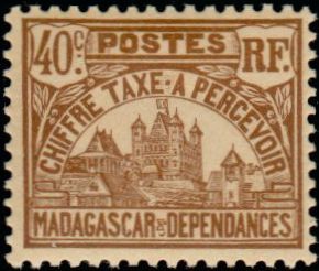 Madagascar_1908_Yvert_Taxe_13-Scott_Palais_Royal_Tananarive_typo_IS
