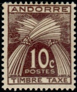 Andorra_1947_Yvert_Taxe_32-Scott_J32_typo