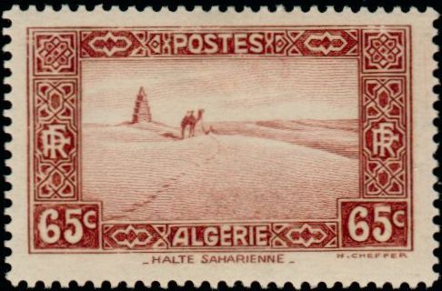 Algeria_1936_Yvert_113-Scott_93_thin_65c_Sahara_and_camel_IS