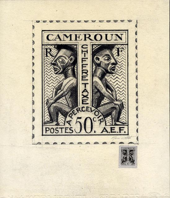 Cameroun_1939_Yvert_Taxe_19b-Scott_J19_unadopted_idols_MAQ