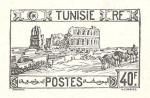 Tunisia_1945_Yvert_297a-Scott_unadopted_40f_El_Djem_Amphitheatre_sepia_typo_AP_detail
