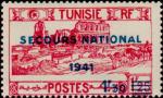 Tunisia_1941_Yvert_228-Scott_blue_overprint_Secours_National_IS