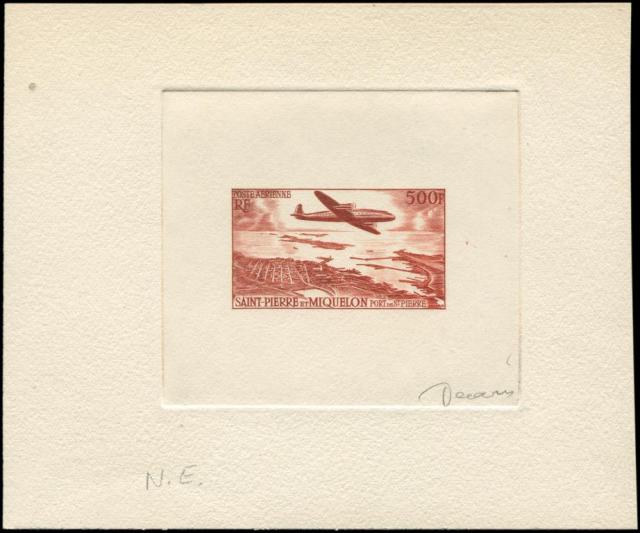 St_Pierre_1956_Yvert_PA23a-Scott_C20_unadopted_plane_red-brown_c_AP