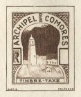 Comores_1950_Yvert_Taxe_1a-Scott_J1_unadopted_inscription_lighthouse_dark-brown_AP_detail