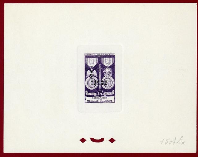Tunisia_1952_Yvert_358a-Scott_B120_unadopted_overprint_Military_Medal_violet_1507_Lx_CP