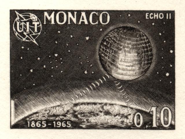 Monaco_1965_Yvert_665a-Scott_606_unadopted_Satellite_Echo_II_sepia_a_AP_detail_a