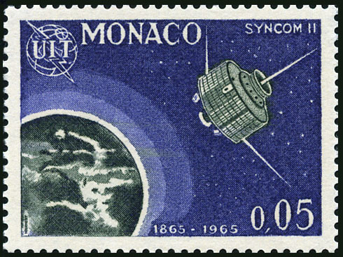 Monaco_1965_Yvert_664-Scott_605_Satellite_Syncom_II_IS